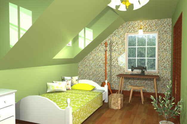 Tiny Attic with Dormer - Architectural 3D Gallery- Archi Designer JAPAN