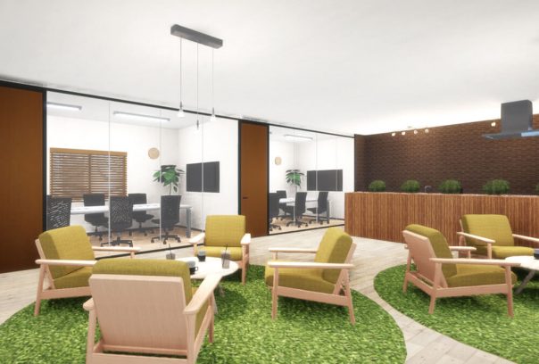 Office Kitchen and Break Room with Greenery
