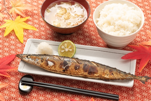 Japanese cuisine with grilled fish