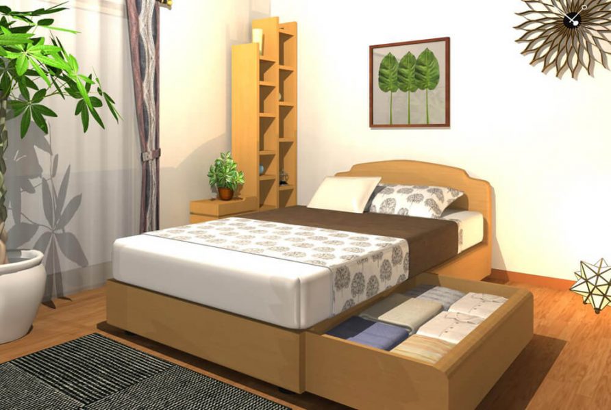 The bed with storage